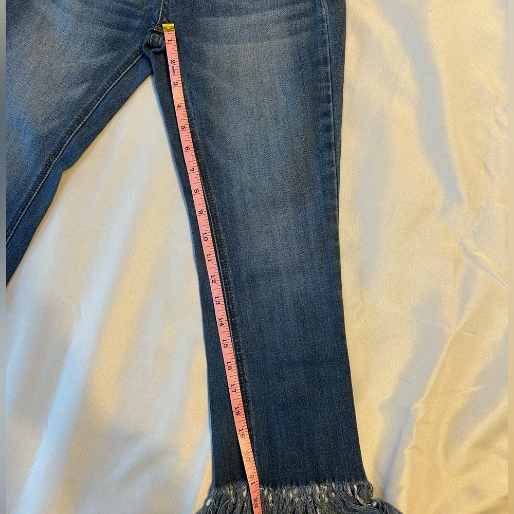 Judy Blue Dark Blue Fringed Ankle Jeans - Picture 7 of 8